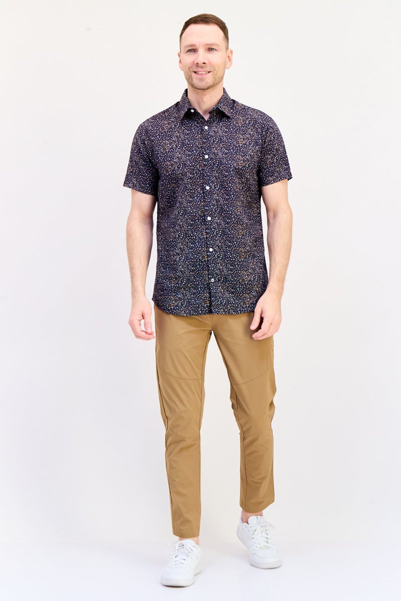 Jack Jones Men Slim Fit  Allover Print Short Sleeve Casual Shirt, Multicolor - Image 3