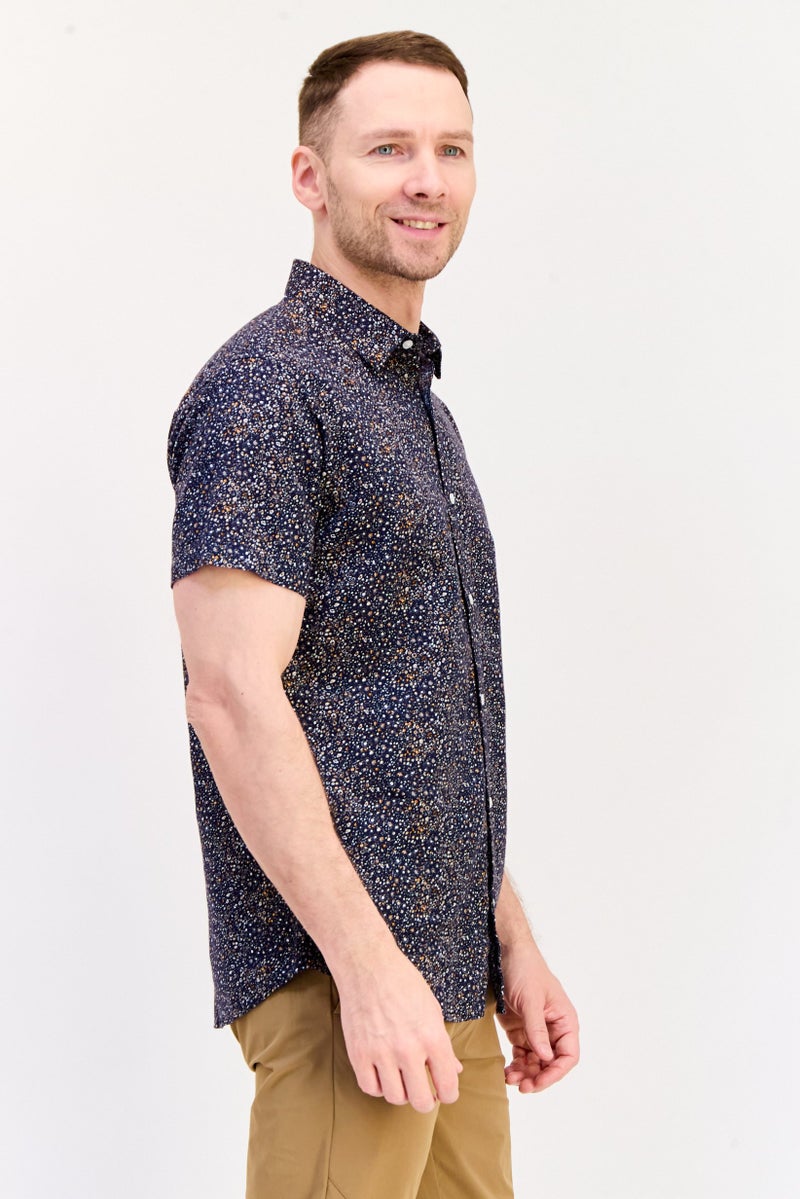Jack Jones Men Slim Fit  Allover Print Short Sleeve Casual Shirt, Multicolor - Image 4