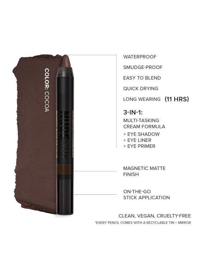NUDESTIX Magnetic Matte Eye Color Pencil, Eyeshadow + Eyeliner + Eyelid Primer, Cream Makeup Stick, Long Lasting, Waterproof, Shade: Cocoa - Image 3