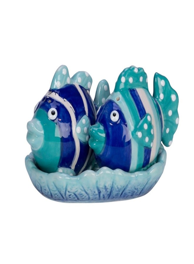 Beachcombers Ceramic Fish Salt And Pepper Coastal Beach House Decor Decoration Blue - Image 2