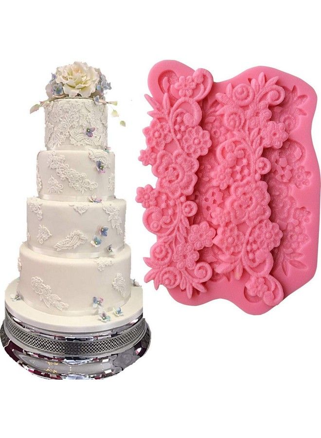 Anyana Flower Sugar Edible Vine Royal Lace Wedding Cake Silicone Embossing Mould Fondant Impression Mat Decorating Medallion Mold Gum Paste Cupcake Topper Icing Candy Imprint Sugarcraft Mould Set Of 3 - Image 1