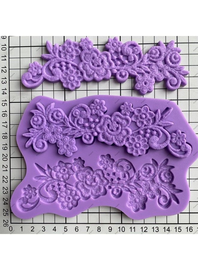 Anyana Flower Sugar Edible Vine Royal Lace Wedding Cake Silicone Embossing Mould Fondant Impression Mat Decorating Medallion Mold Gum Paste Cupcake Topper Icing Candy Imprint Sugarcraft Mould Set Of 3 - Image 4
