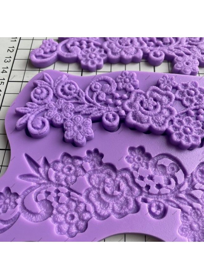 Anyana Flower Sugar Edible Vine Royal Lace Wedding Cake Silicone Embossing Mould Fondant Impression Mat Decorating Medallion Mold Gum Paste Cupcake Topper Icing Candy Imprint Sugarcraft Mould Set Of 3 - Image 5