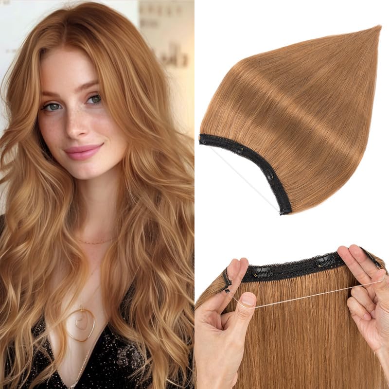 Halo Hair Extensions Real Human HairSnoilite Halo Hair ExtensionsHalo Hair Extension for Women100 Human Hair Halo ExtensionsHalo Hair 65g18inch 06 Light Brown