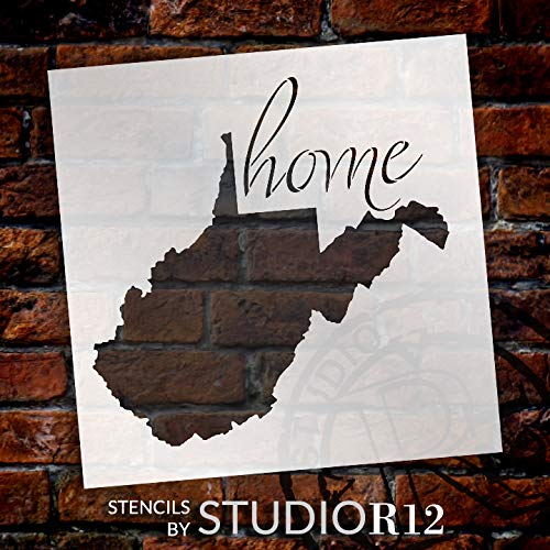 Studio R 12 Studio R 12 Home - West Virginia - State Stencil - 2 Part by StudioR12 | Reusable Mylar Template | Use to Paint Wood Signs - Pallets - Pillows - T-Shirts - DIY Home Decor - Select Size (13" x 13") - Image 2