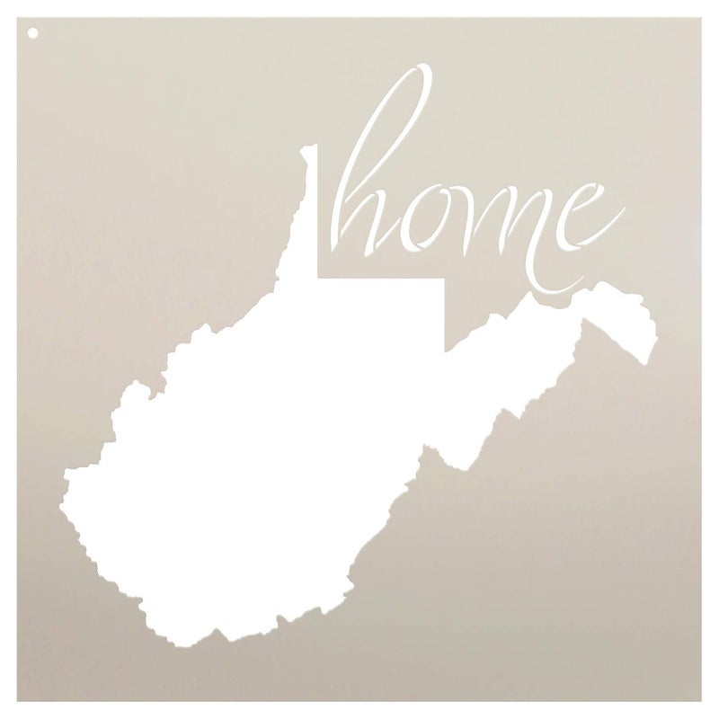 Studio R 12 Studio R 12 Home - West Virginia - State Stencil - 2 Part by StudioR12 | Reusable Mylar Template | Use to Paint Wood Signs - Pallets - Pillows - T-Shirts - DIY Home Decor - Select Size (13" x 13") - Image 1