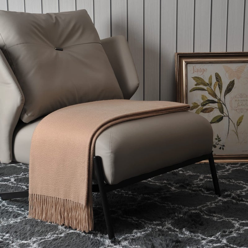 EP Mode 100% Pure Cashmere Throw Blanket for Sofa  Classic Design with Gift Box (Rugby Tan) - Image 2