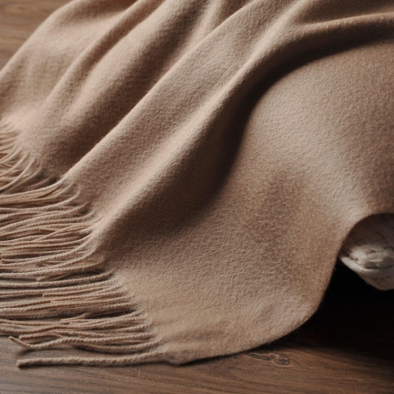 EP Mode 100% Pure Cashmere Throw Blanket for Sofa  Classic Design with Gift Box (Rugby Tan) - Image 4