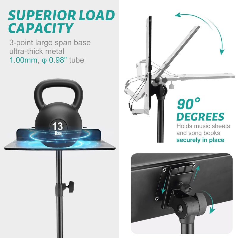 Vekkia Professional Portable Sheet Music Stand - Folding Adjustable Holder, with Carrying Bag, Sturdy for Instrumental Performance, Band & Travel - Image 3