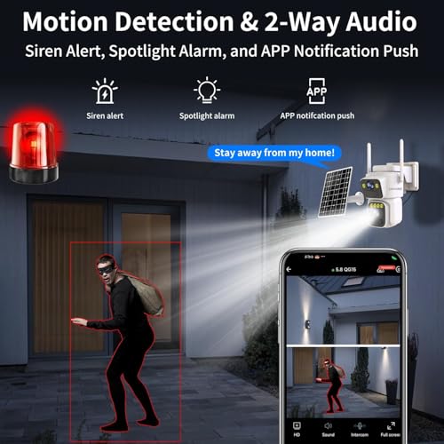 Luovisee Dual Lens Outside Cameras for Home Security Cameras 4 Pack,2.4G & 5G WiFi,Solar Battery Powered Camera with AI Motion Siren,SD/Free Cloud Storage,No Monthly Fee,Color Night Vision,Waterproof - Image 5