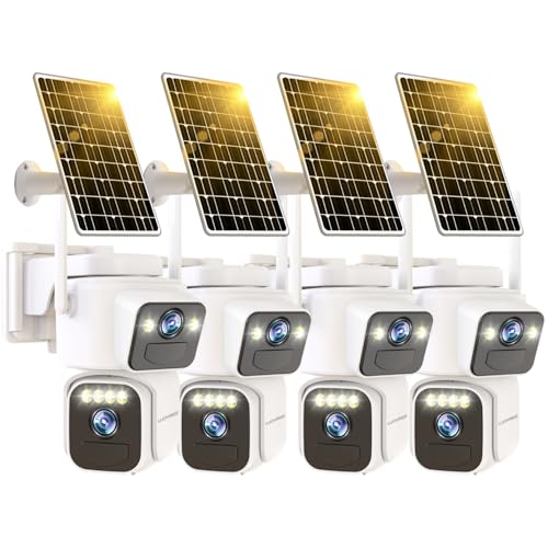 Luovisee Dual Lens Outside Cameras for Home Security Cameras 4 Pack,2.4G & 5G WiFi,Solar Battery Powered Camera with AI Motion Siren,SD/Free Cloud Storage,No Monthly Fee,Color Night Vision,Waterproof - Image 1
