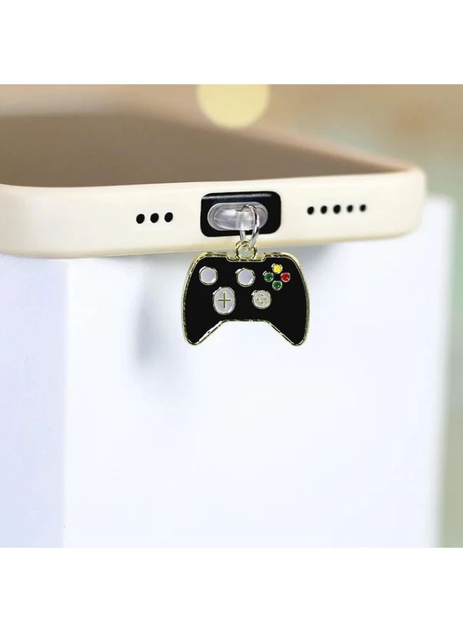 Black Type C Mobile Phone Dust Plug Alloy Game Controller Key Pendant For iPhone Huawei Samsung - Image 2