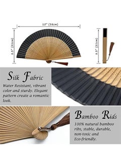 YARDHOBI Handheld Fans Folding Hand Fan For Women Foldable Chinese Japanese Vintage Bamboo Silk Fan Silk Folding Fans With Bamboo Frames For Dancing Cosplay Wedding Party Props Decoration  - Image 2