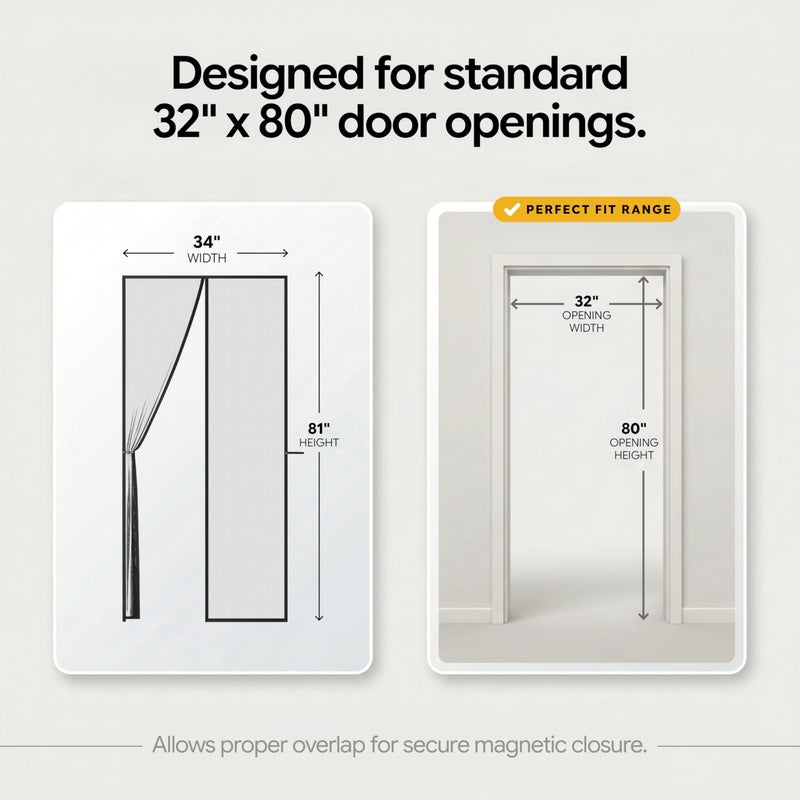 AUGO Magnetic Screen Door - Self Sealing, Heavy Duty, Hands Free Mesh Partition Keeps Bugs Out - Pet and Kid Friendly - Patent Pending Keep Open Feature - 34 Inch x 81 Inch - Image 2