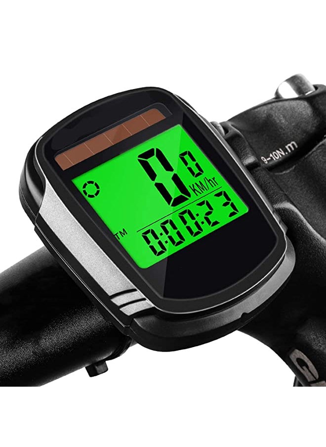 SYOSI - Terrifi Bike Computer With Solar Energy Bicycle Speedometer and Odometer Wireless Waterproof Cycling Computer Lcd Backlight Automatic Wake-up & Multi Functions - Image 1