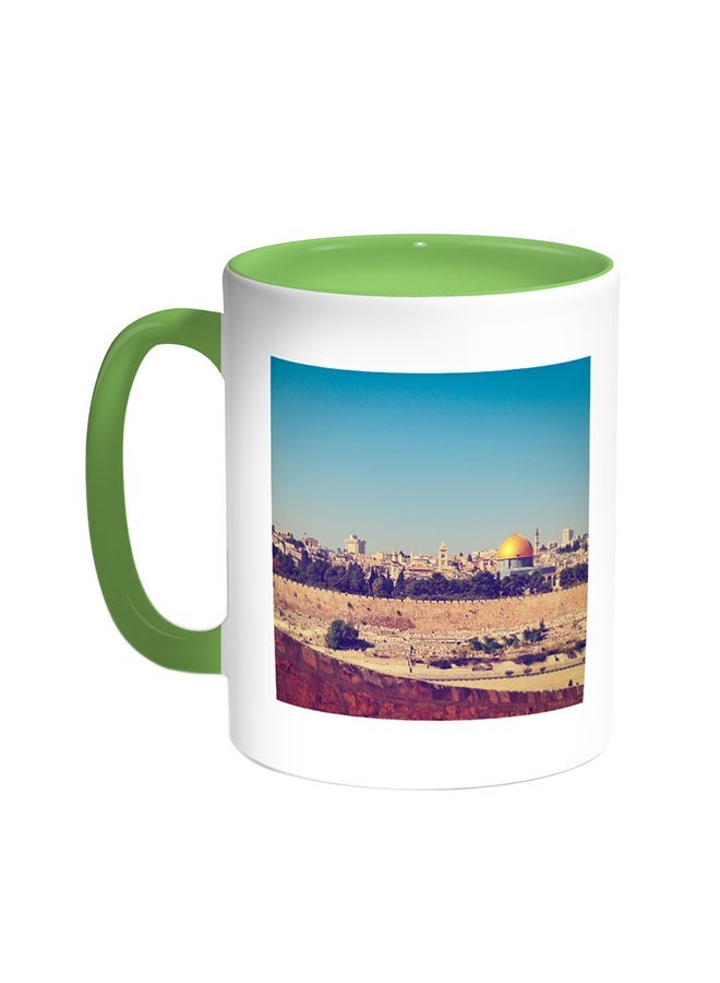 RYN State Of Palestine - Alquds Printed Coffee Mug Green/White 11ounce