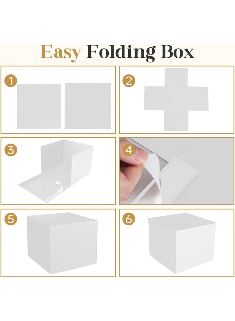 دان كولين مربع هدايا كبيرة ، 12x12x10 بوصة مع غطاء مربع هدايا بيضاء ، للهدايا ، مربع عيد ميلاد ، مربع عروق الزفاف ، لحفلات الزفاف ، عيد الحب ، عيد الأم ، تغليف الهدايا - Image 4