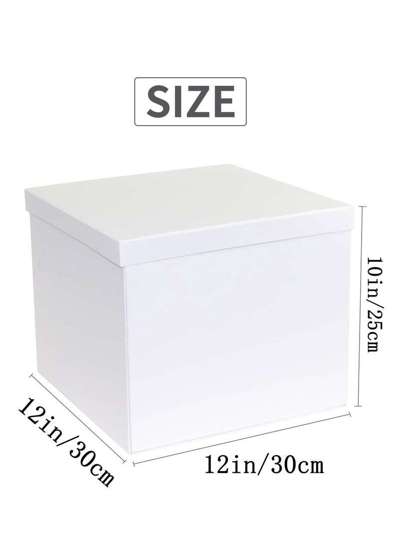 دان كولين مربع هدايا كبيرة ، 12x12x10 بوصة مع غطاء مربع هدايا بيضاء ، للهدايا ، مربع عيد ميلاد ، مربع عروق الزفاف ، لحفلات الزفاف ، عيد الحب ، عيد الأم ، تغليف الهدايا - Image 2