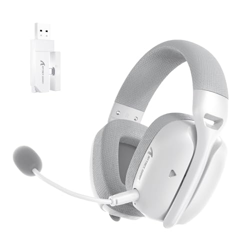 MAMBASNAKE×Attack Shark L80PRO Gaming Headset, Lightweight Over-Ear Gaming Headphones,Wired/BT/2.4G Wireless,Dual Microphone Stereo Surround Sound Low Latency for PC/Smartphone/Laptop/Tablet-White - Image 1