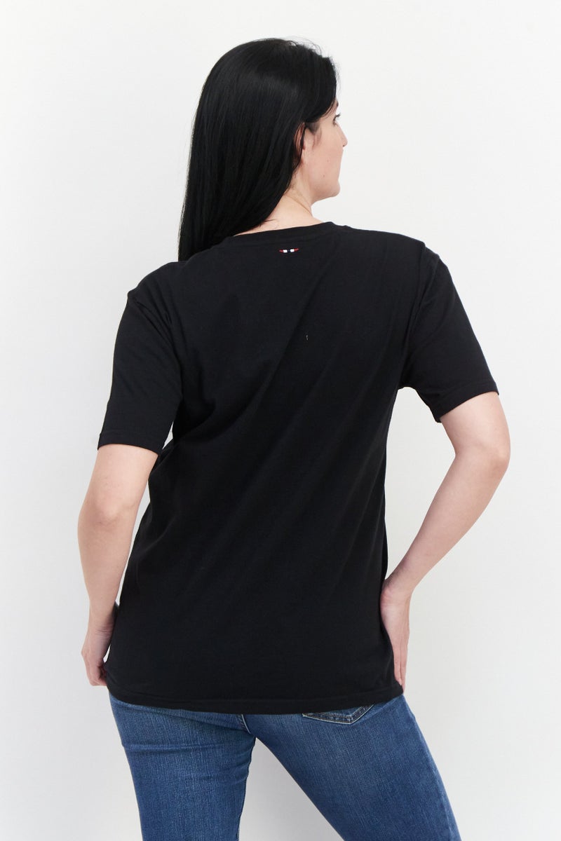 Nordland Women Crew Neck Graphic Printed Short Sleeves T-shirt, Black - Image 3