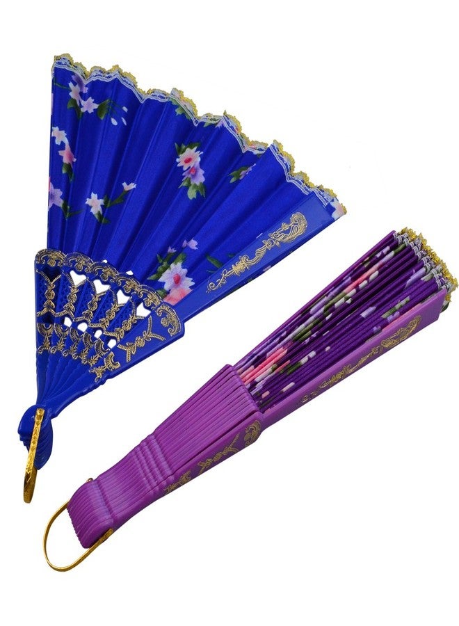 Miayon 10pcs Floral Folding Hand Fan Vintage Retro Silk Handheld Fans Lace Folding Fan Wedding Dancing Church Party (Random Color) - Image 3
