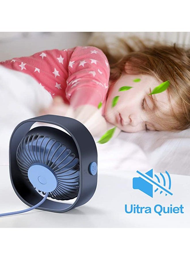 AL RAID Small Personal USB Desk Fan,3 Speeds Portable Desktop Table Cooling Fan Powered by USB,Strong Wind,Quiet Operation,for Home Office Car Outdoor Travel (Blue) - Image 4