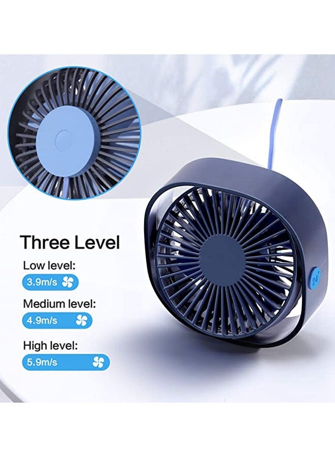 AL RAID Small Personal USB Desk Fan,3 Speeds Portable Desktop Table Cooling Fan Powered by USB,Strong Wind,Quiet Operation,for Home Office Car Outdoor Travel (Blue) - Image 3