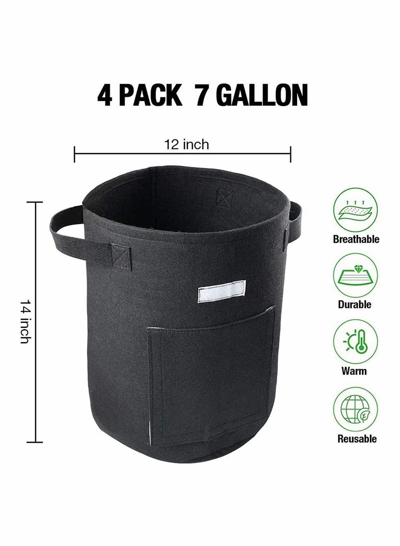Excefore Potato Tomatoes Grow Bags 4 Pack Garden Vegetable Growing Bags Large Planting Pots with Window Flap and Handles for Strawberry, Tomatoes, Carrot, Flower and Vegetables (7 Gallon)  - Image 4
