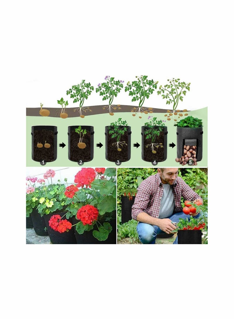 Excefore Potato Tomatoes Grow Bags 4 Pack Garden Vegetable Growing Bags Large Planting Pots with Window Flap and Handles for Strawberry, Tomatoes, Carrot, Flower and Vegetables (7 Gallon)  - Image 3