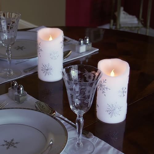 LumaBase Battery Operated Wax LED Candles, Snowflake - Set of 2 - Image 3