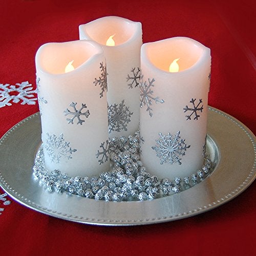 LumaBase Battery Operated Wax LED Candles, Snowflake - Set of 2 - Image 5