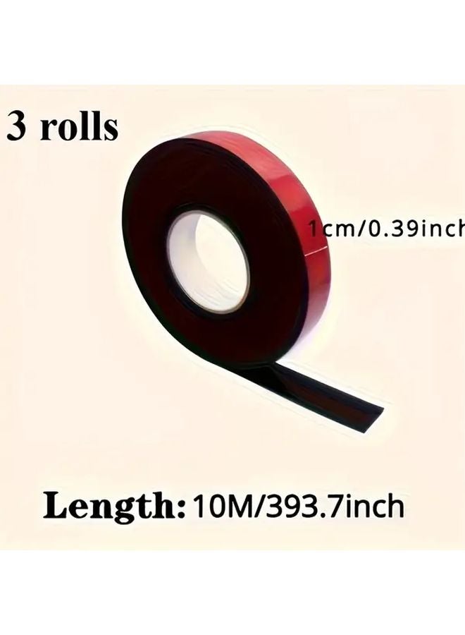 3 Rolls Double Sided Adhesive Foam Tape 0 39Inch x 393 7Inch High Temperature Resistant - Image 1