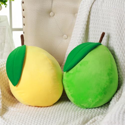 Vercraft 2 Pcs Decorative Lemon Plush Fruit Christmas Throw Pillow Kawaii Yellow Hugging Plushies Gift Soft Novelty Green Plush Pillow Cushion Seat Decor for Home 138 Inch Lemon - Image 1