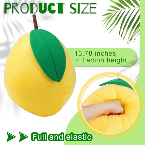 Vercraft 2 Pcs Decorative Lemon Plush Fruit Christmas Throw Pillow Kawaii Yellow Hugging Plushies Gift Soft Novelty Green Plush Pillow Cushion Seat Decor for Home 138 Inch Lemon - Image 5