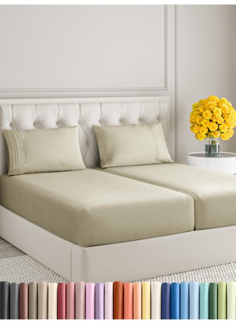 Split King Size 5 Piece Sheet Set - Extra Soft  Breathable & Cooling Sheets - Hotel Luxury Durable Bed Sheets for Women & Men - Deep Pockets  Easy-Fit & Wrinkle-Free Sheets - Taupe Oeko-Tex Bed Sheets