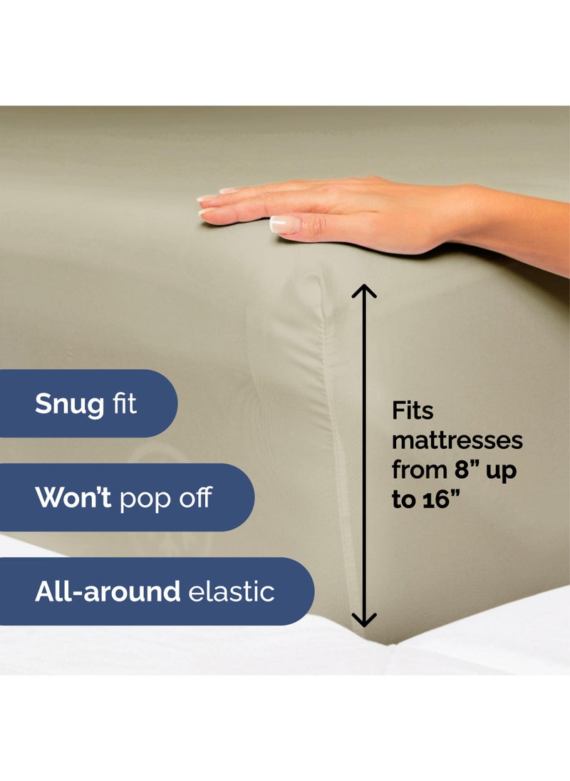 Split King Size 5 Piece Sheet Set - Extra Soft  Breathable & Cooling Sheets - Hotel Luxury Durable Bed Sheets for Women & Men - Deep Pockets  Easy-Fit & Wrinkle-Free Sheets - Taupe Oeko-Tex Bed Sheets