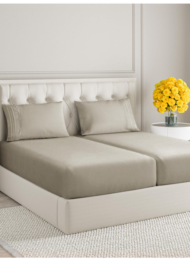 Split King Size 5 Piece Sheet Set - Extra Soft  Breathable & Cooling Sheets - Hotel Luxury Durable Bed Sheets for Women & Men - Deep Pockets  Easy-Fit & Wrinkle-Free Sheets - Taupe Oeko-Tex Bed Sheets