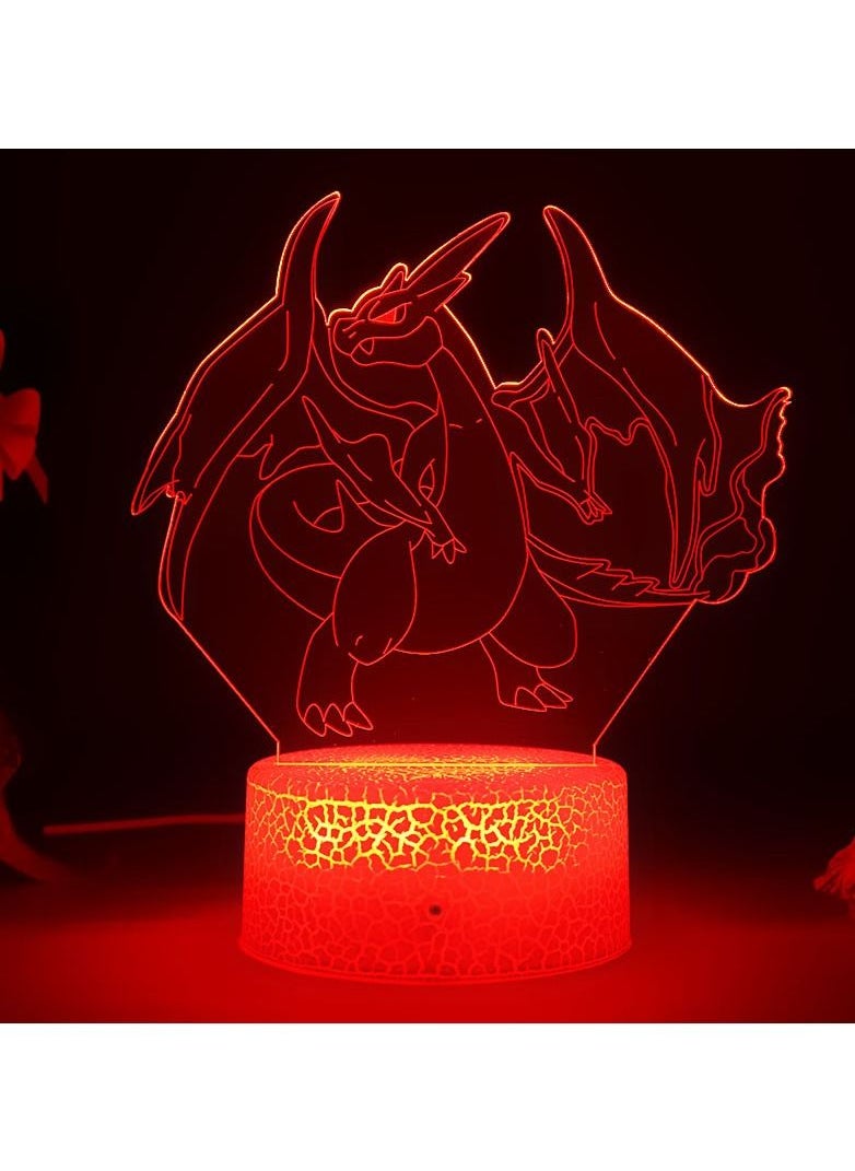Y&D - Pokemon Charizard 3D night light remote control color changing LED desk light animation night light - Image 1