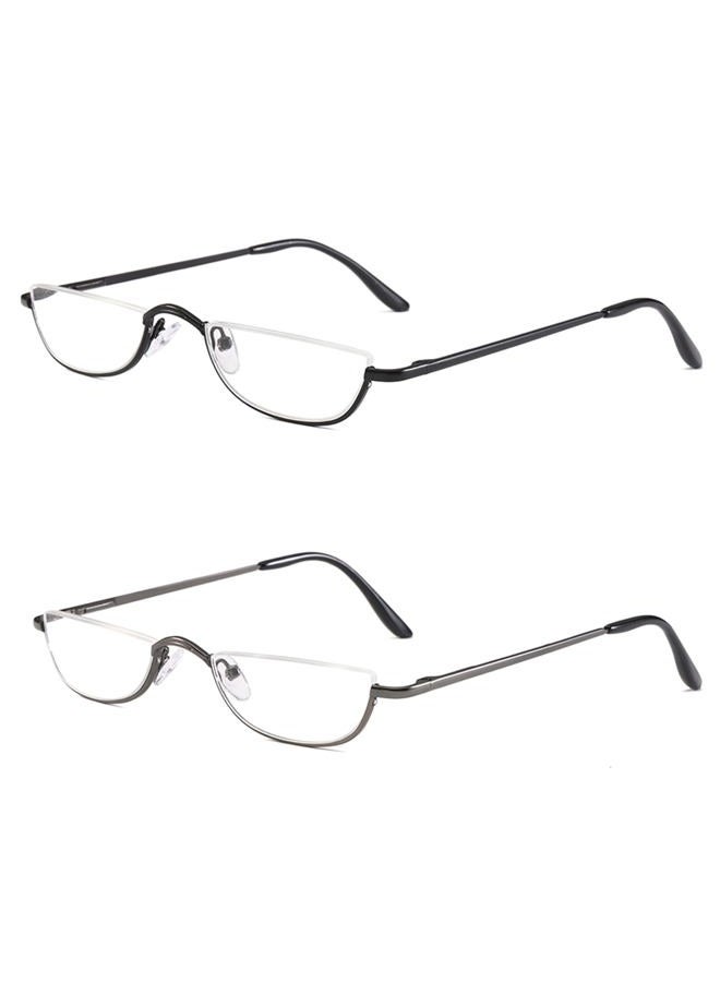 KoKoBin Half Reading Glasses - 2 Pairs Half Rim Metal Frame Glasses Spring Hinge Readers for Men and Women, Black+Gunmetal 2.50  - Image 1