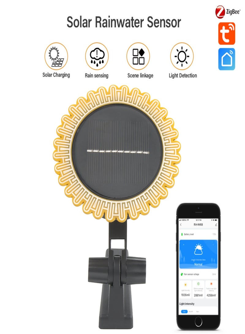تويا مستشعر ضوء الشمس والمطر Tuya Smart Zigbee - شحن بالطاقة الشمسية، كشف في الوقت الفعلي، تطبيق Smart Life للتحكم في المنزل الخارجي - Image 3