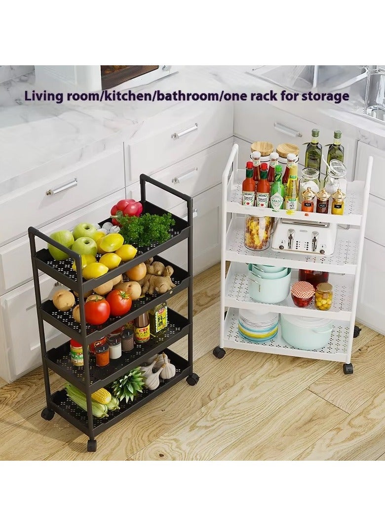 Cozy Nest 4-Layer Rolling Storage Trolley with Lockable Wheels Mobile Organizer Rack with Handles for Kitchen Bathroom Office Bedroom Multipurpose Storage Cart with Deep Trays Easy to Assemble - Image 4