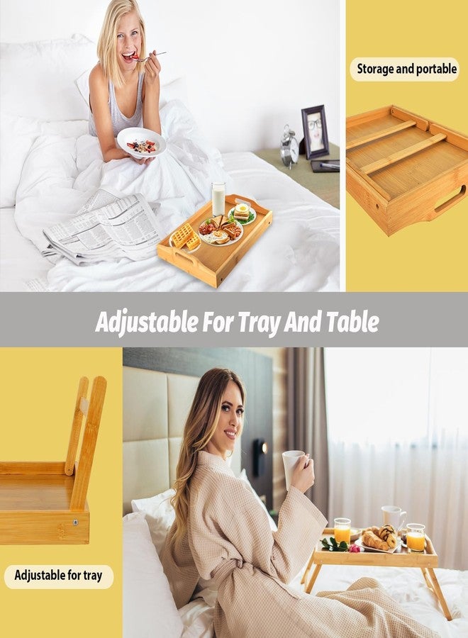 MorTime Bed Tray Table with Folding Legs, Bamboo Breakfast Tray with Handles for Bed, Sofa, Eating, Working, Foldable Laptop Desk Food Snack Tray Serving Tray - Image 4
