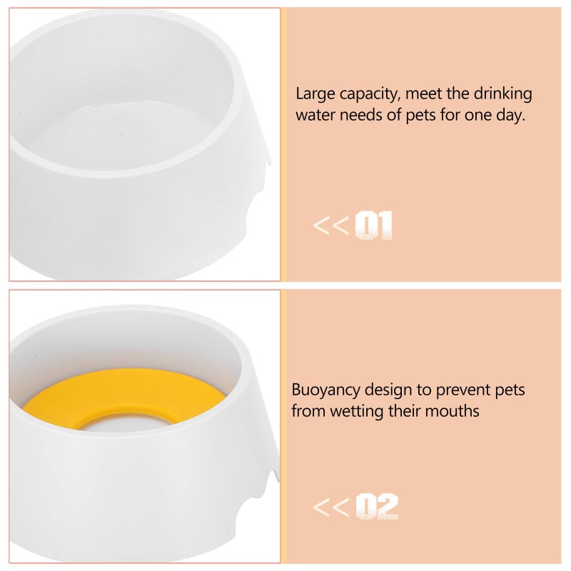 Floating No Spill Dog Water Bowl Slow Feeder Outdoor Indoor Pets Yellow Plastic - Image 4