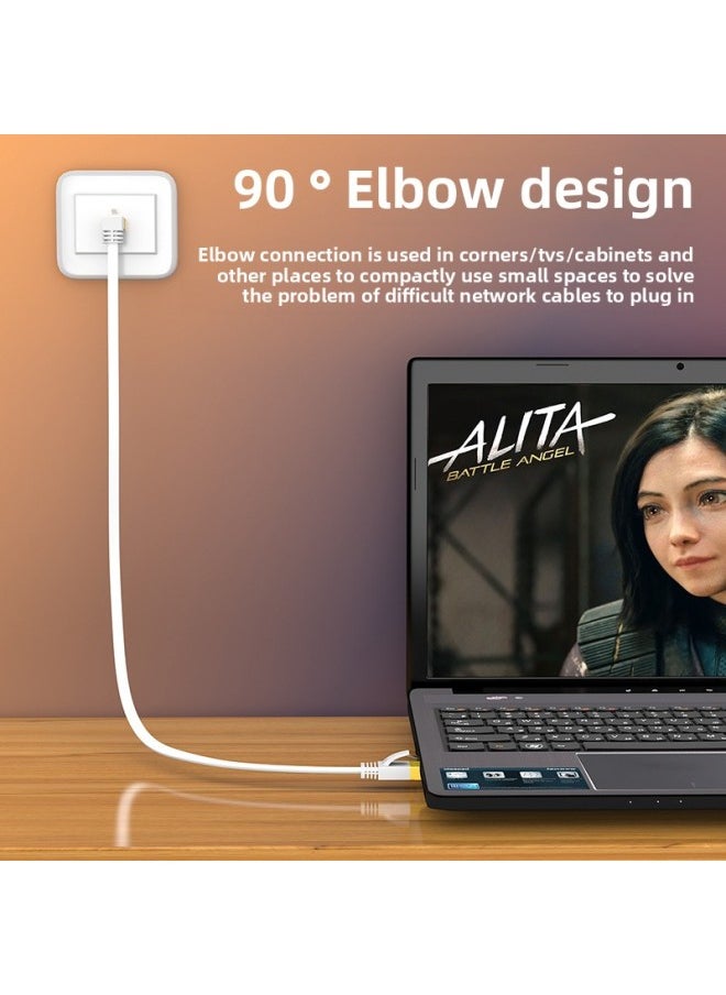 Generic Class 7 Flat Network Cable Elbow 90 Degrees Class 7 Shielded Pure Copper 10 Trillion High-speed Home Computer Broadband-Color:Earth Gold (Bent To Straight)-Line Length:2m  - Image 4