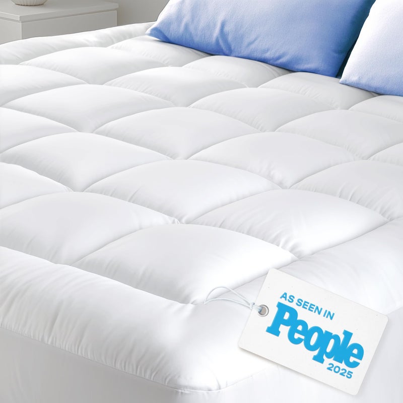 Niagara Sleep Solution Cloud-Like Queen Mattress Topper - 100% Cotton Top Mattress Pad for Back Pain Relief - Breathable & Naturally Cooling for Hot Sleepers, White - Image 1