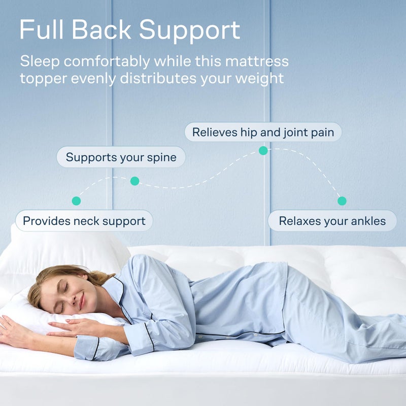 Niagara Sleep Solution Cloud-Like Queen Mattress Topper - 100% Cotton Top Mattress Pad for Back Pain Relief - Breathable & Naturally Cooling for Hot Sleepers, White - Image 4