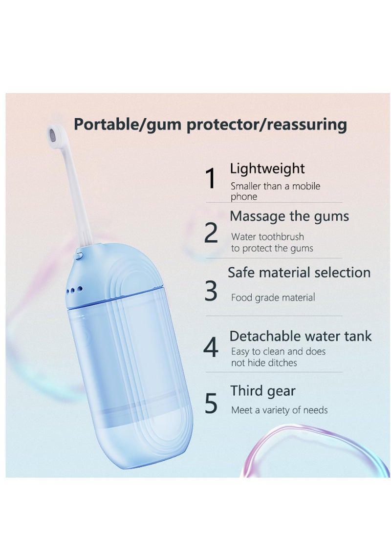 Excefore Cordless Water Flosser Portable, Dental Oral Irrigator 3 Modes & Pull-Out Type Detachable Tank, 5 Tips & 1 Water Toothbrush,  Magnetic Suction Charging, Adjustable IPX7 Waterproof, Blue Dental Oral Ir - Image 3
