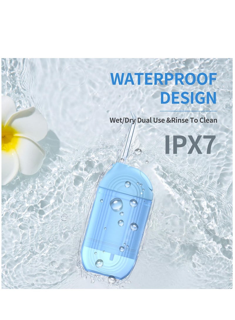 Excefore Cordless Water Flosser Portable, Dental Oral Irrigator 3 Modes & Pull-Out Type Detachable Tank, 5 Tips & 1 Water Toothbrush,  Magnetic Suction Charging, Adjustable IPX7 Waterproof, Blue Dental Oral Ir - Image 5