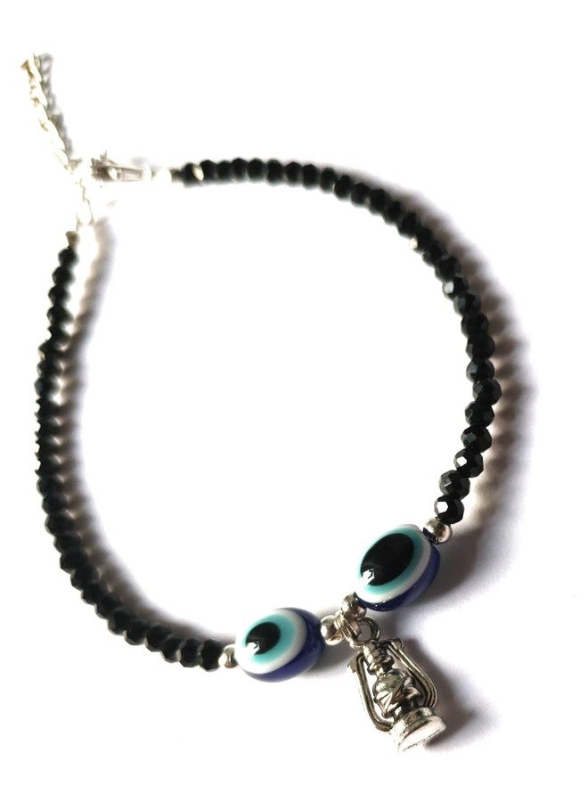 Jyokrish Handmade white Metal black Beads lantern with evil eye chain anklet For Women | girls | Nazariya |Payal | Nazar Battu | Pair of 1 |free size - Image 4