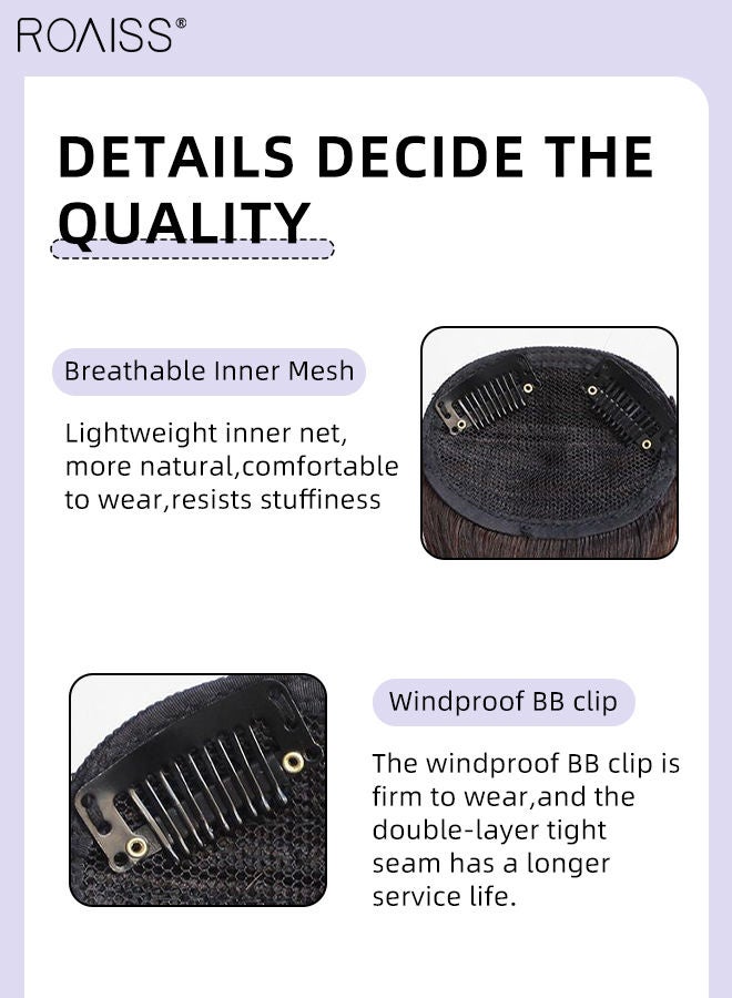 roaiss Clip in Fluffy Hair Extensions, Top of Head Invisible Adjustable Synthetic Heat Resistant Hairpieces for Women Girls to Increase Hair Volume, Brown Black, 20cm/30cm - Image 4